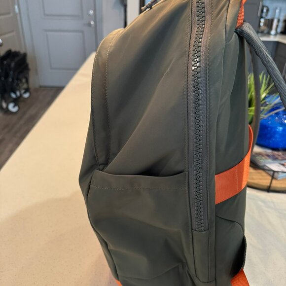 Lululemon All Day Essentials Grey Sage Orange Frappe Water Repellent Backpack - Picture 3 of 9